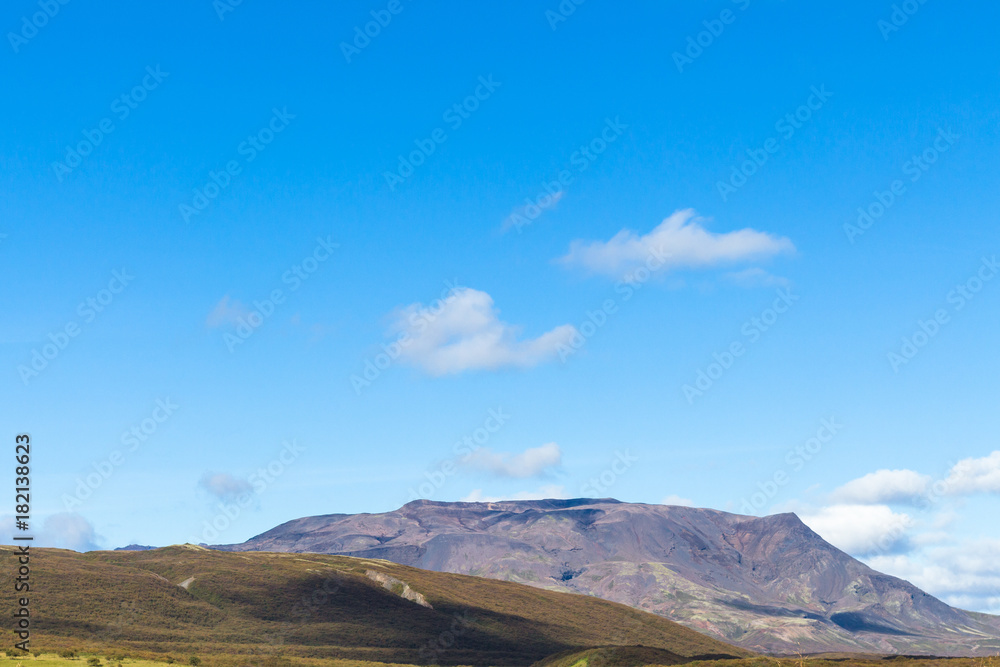 blue sky over mountain in Iceland in september