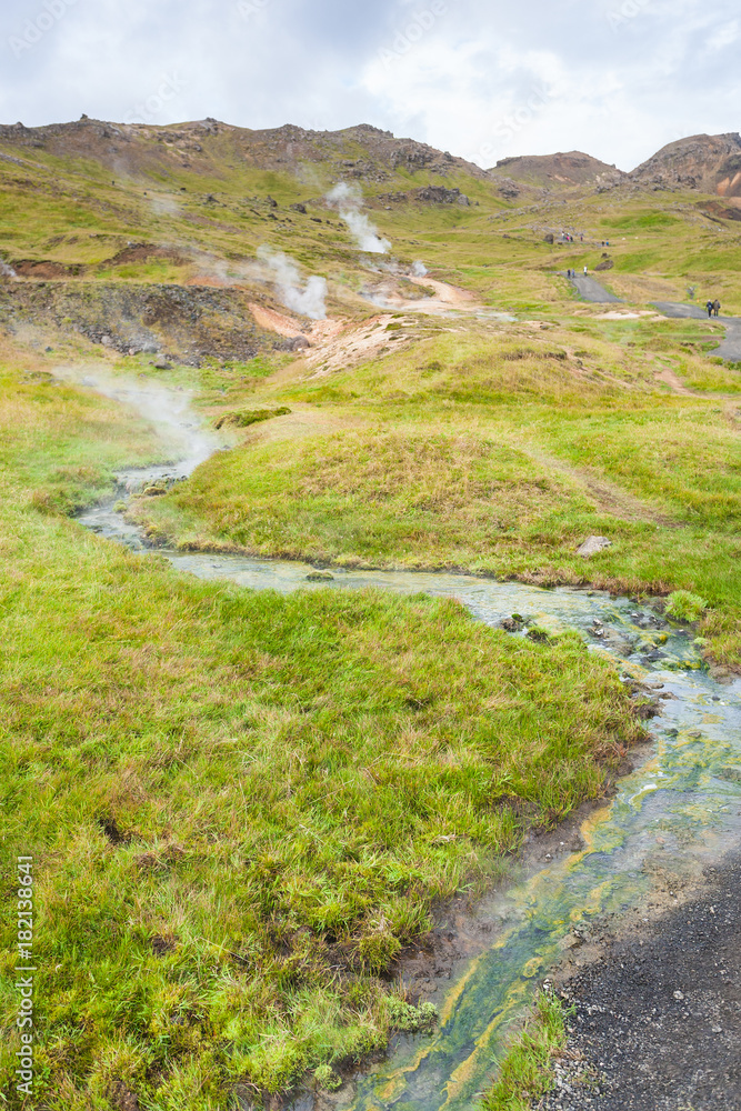 hot water stream in Hveragerdi in Iceland