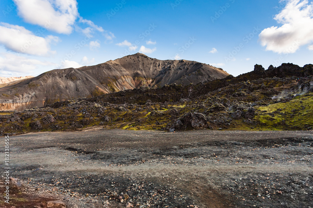 volcanic ground near Laugahraun field in Iceland
