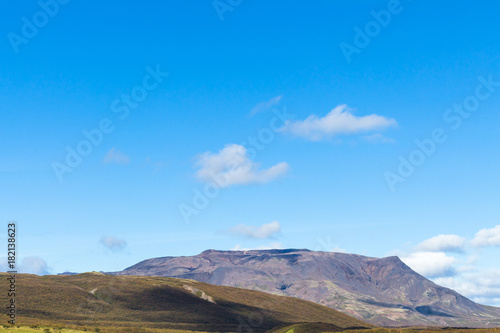 blue sky over mountain in Iceland in september