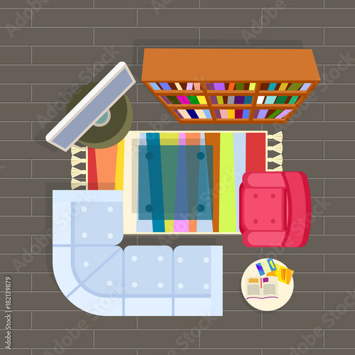 Living Room Planning Vector Illustration Grey