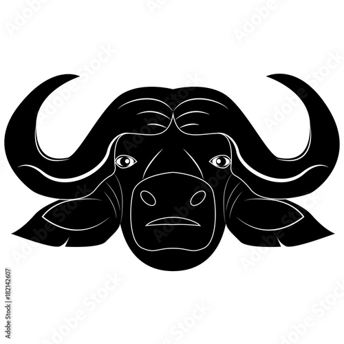 Vector silhouette of bull's head for retro logos, emblems, badges, labels template and t-shirt vintage design element. Isolated on white background