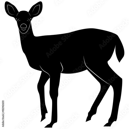 Vector image of a silhouette fallow deer for retro logos, emblems, badges, labels template vintage design element. Isolated on white background