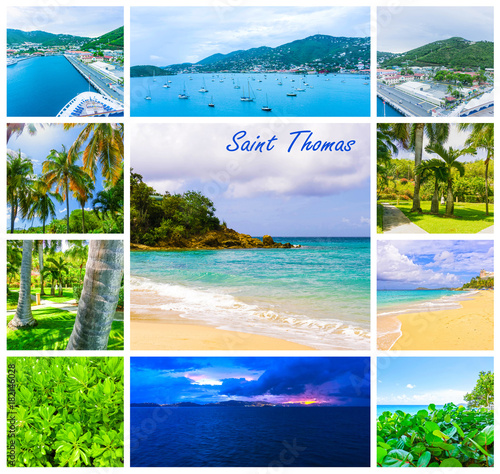 Collage about the island of St Thomas  USVI.