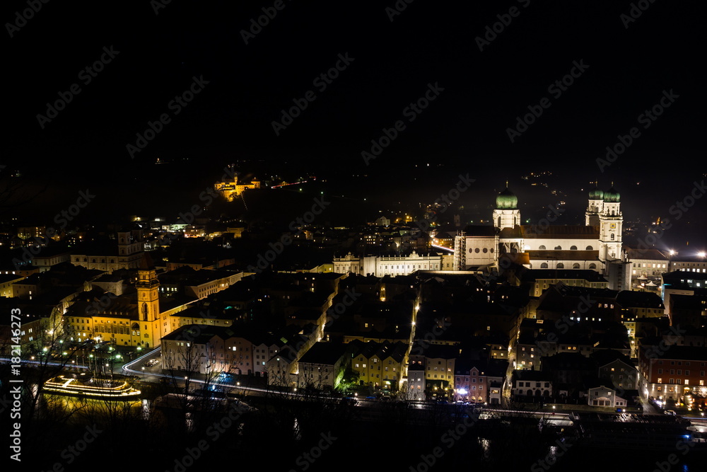 Fototapeta premium Night Passau. Bavaria, Germany.