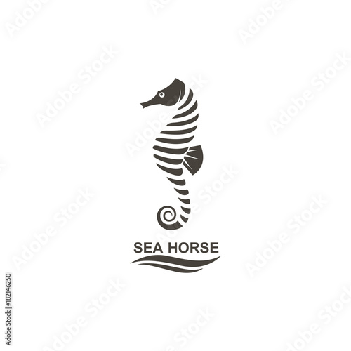 icon of seahorse on isolated white background