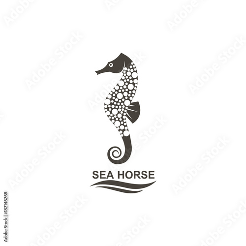 icon of seahorse on isolated white background