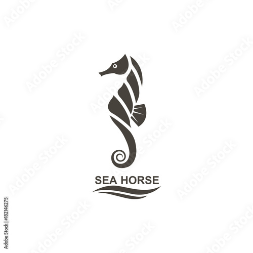 icon of seahorse on isolated white background