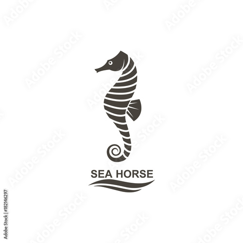 icon of seahorse on isolated white background