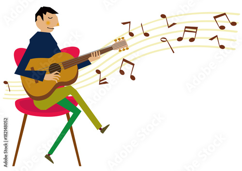 ギタリスト。音楽のクリップアート。ミュージシャン。アコースティックギター。
