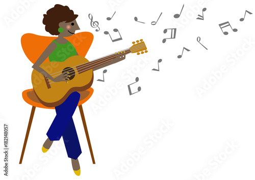 ギタリスト。音楽のクリップアート。ミュージシャン。アコースティックギター。