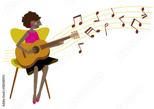 ギタリスト。音楽のクリップアート。ミュージシャン。アコースティックギター。