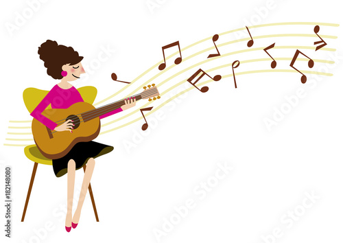 ギタリスト。音楽のクリップアート。ミュージシャン。アコースティックギター。