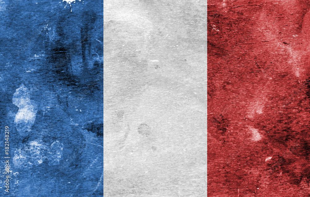 French Flag on a Paint Stained Background French Flag on a Paint Stained Background