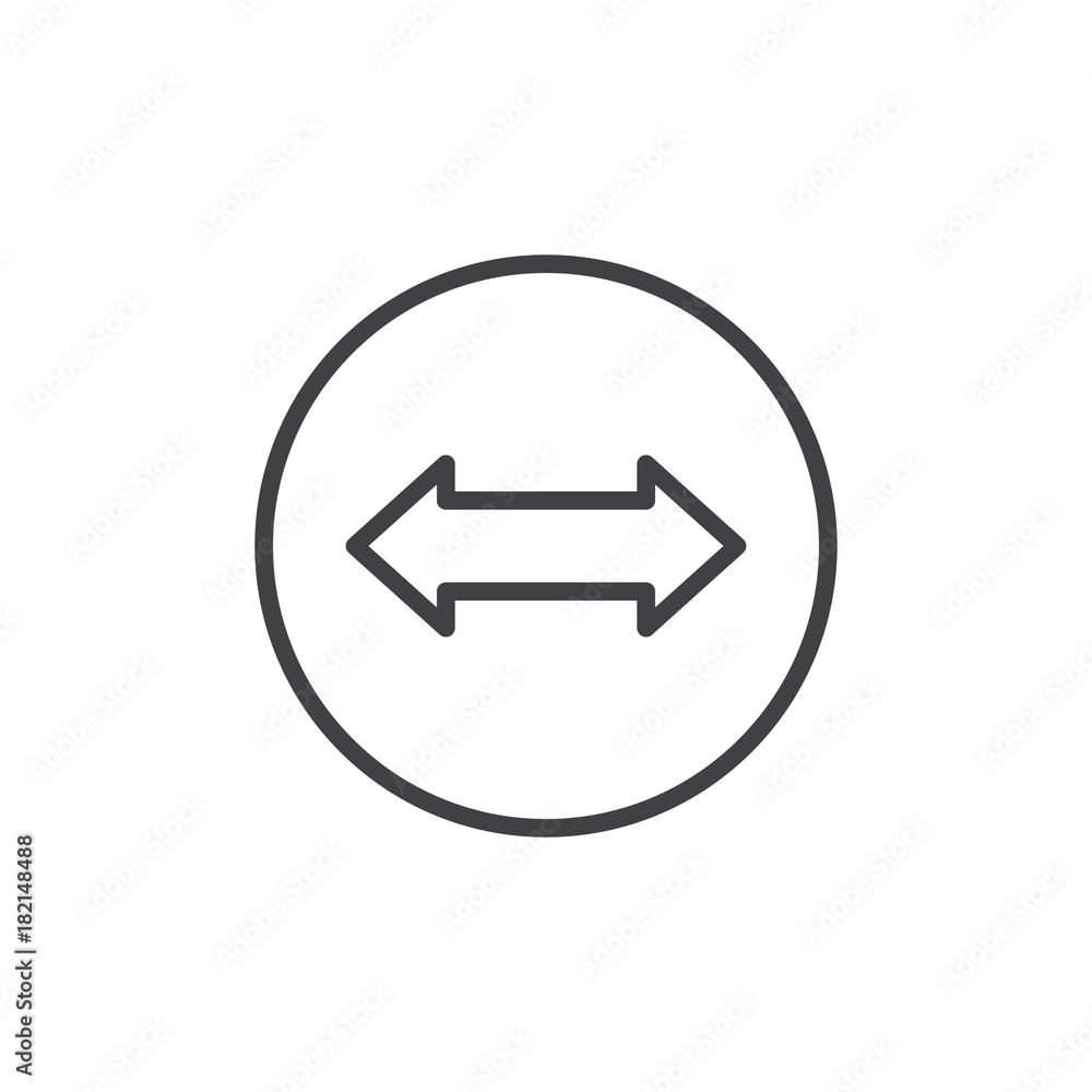 Left and right arrow line icon, outline vector sign, linear style pictogram isolated on white. Two side arrow symbol, logo illustration. Editable stroke Left and right arrow line icon, outline vector sign, linear style pictogram isolated on white. Two side arrow symbol, logo illustration. Editable stroke