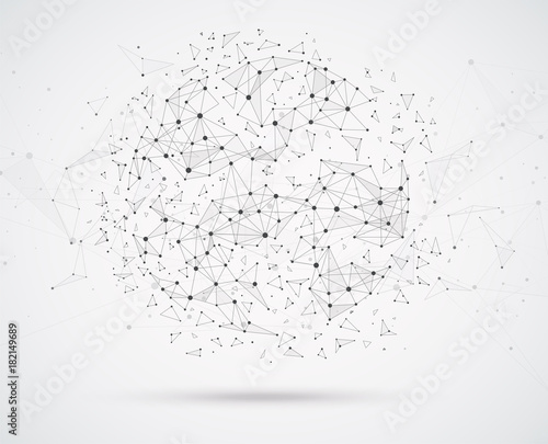 Global network connections with points and lines geometric shape with spherical triangular faces.Wireframe of network communications.