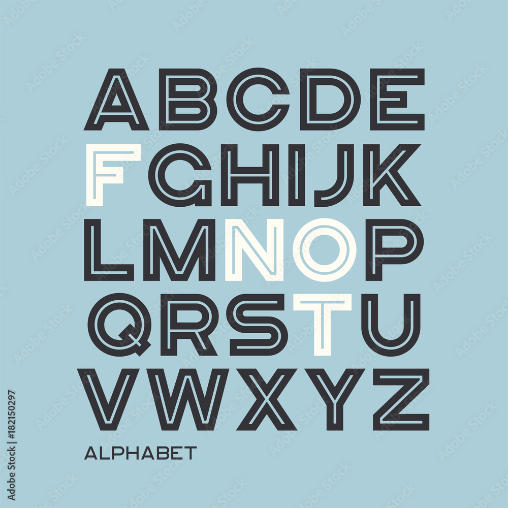 Heavy sans serif typeface design. Vector alphabet, letters, font