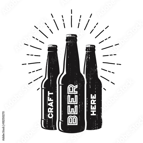 Textured craft beer pub, brewery, bar logo design.