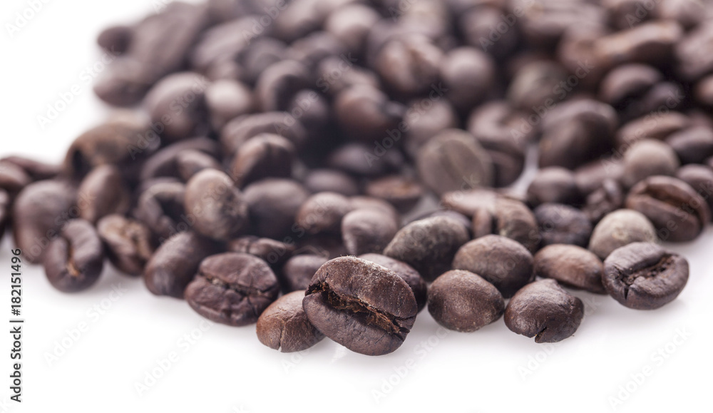roasted coffee beans isolated in white background roasted coffee beans isolated in white background