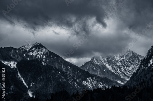 Beautiful winter snow hiking in nature mountains forest trees © Sinisa