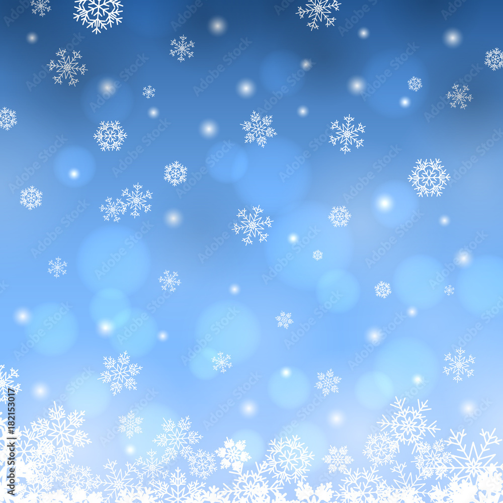 Christmas winter snowflakes on blue background vector.