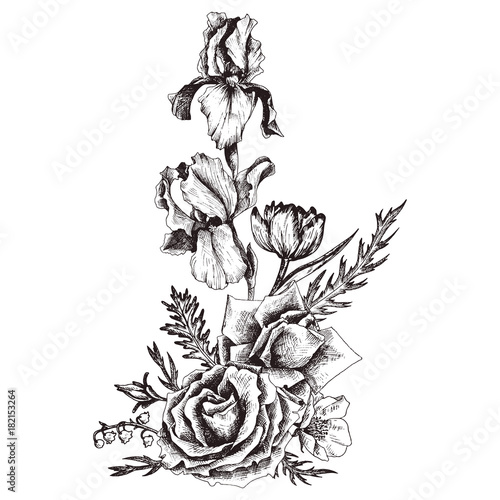 vintage vector floral composition