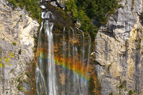Waterfal Boka with a rainbow  Triglav National Park  Slovenia