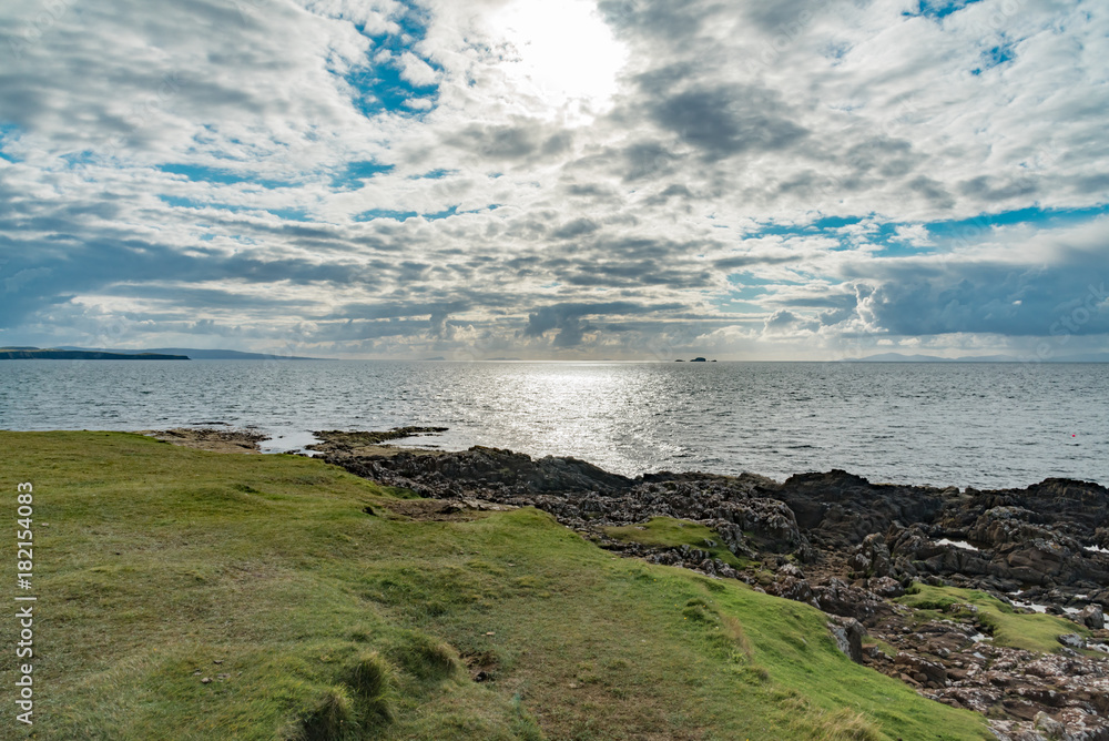 lands between sky and ocean panorama of Scotland in England in summer lands between sky and ocean panorama of Scotland in England in summer