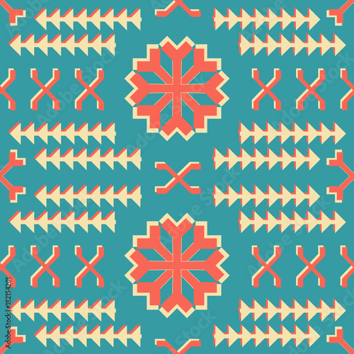 Seamless retro pattern with huge snowflake shaped figures