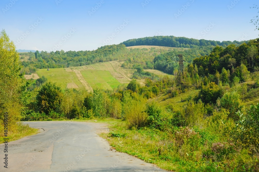 Beautiful road among mountains. Transcarpathian region, Ukraine