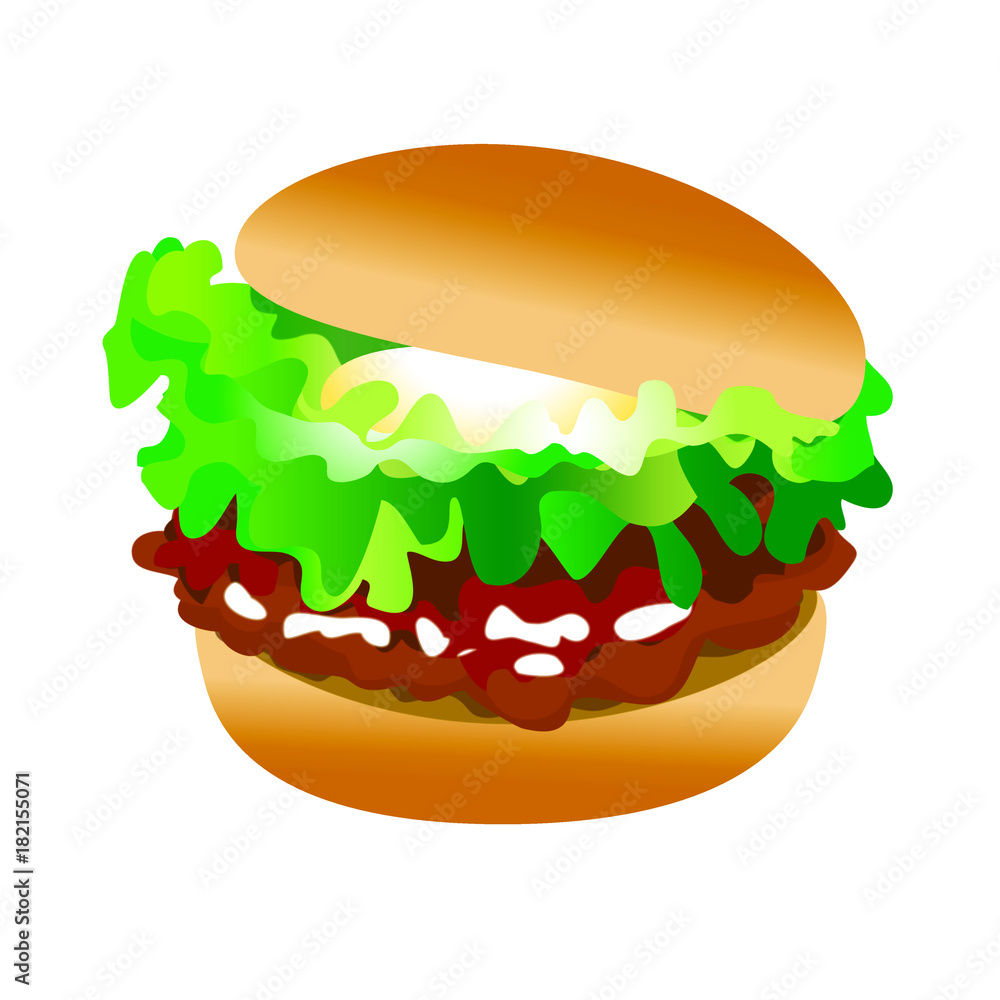 ハンバーガーのベクターイラスト素材 Fresh Hamburger Vector Illustration Stock ベクター Adobe Stock