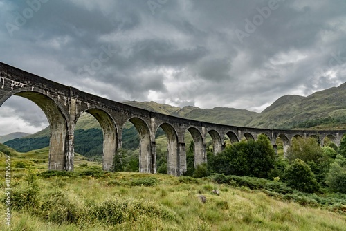 Glenfinnan In Scotland England famous for its steam train aqueduct that inspired the Harry Potter film