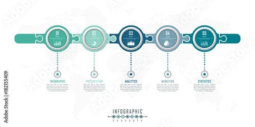 Infographic timeline puzzle template can be used for chart, diagram, web design, presentation, advertising, history. Vector infographic illustration