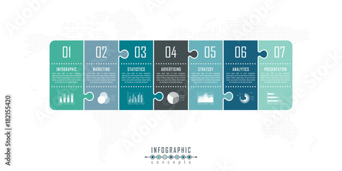 Infographic timeline puzzle template can be used for chart, diagram, web design, presentation, advertising, history. Vector infographic illustration
