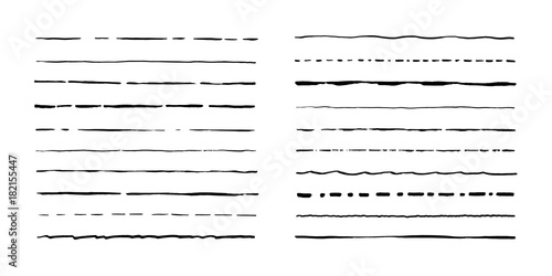Set of artistic pen brushes. Hand drawn grunge strokes. Vector illustration
