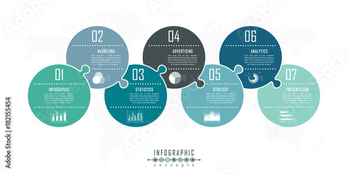 Infographic timeline puzzle template can be used for chart, diagram, web design, presentation, advertising, history. Vector infographic illustration