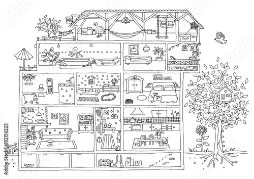 Wallpaper Mural A House with an Emu - coloring page Torontodigital.ca