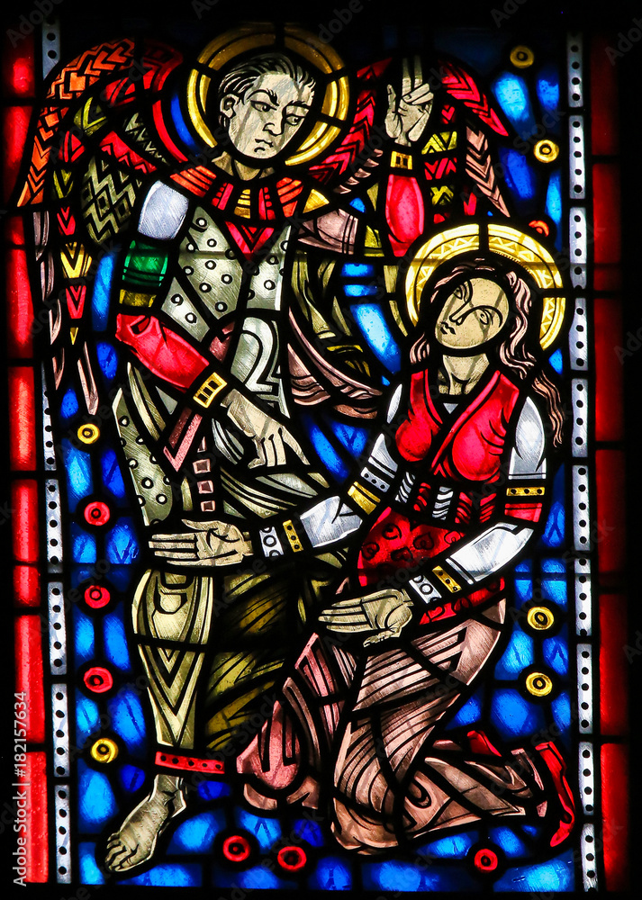 Stained Glass in Worms - Gabriel and Mother Mary