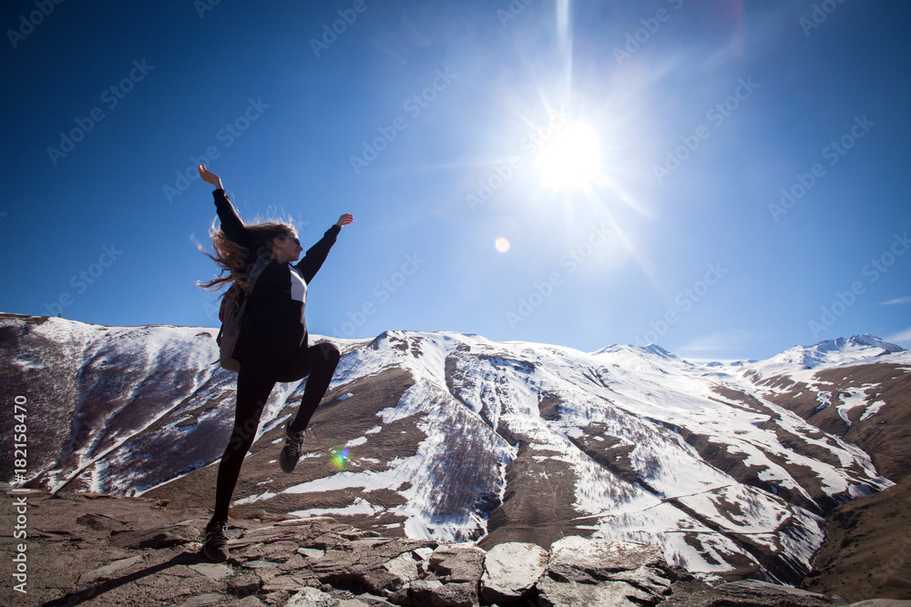 Tourist in the mountains Tourist in the mountains