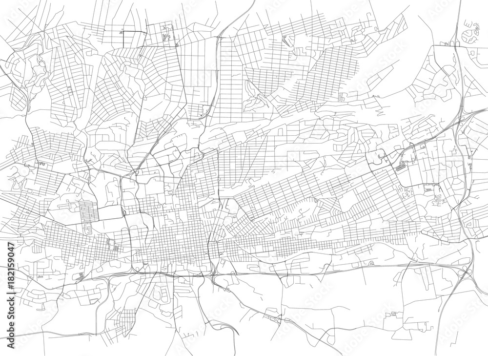 Strade di Johannesburg centro, cartina della città, Sudafrica. Stradario