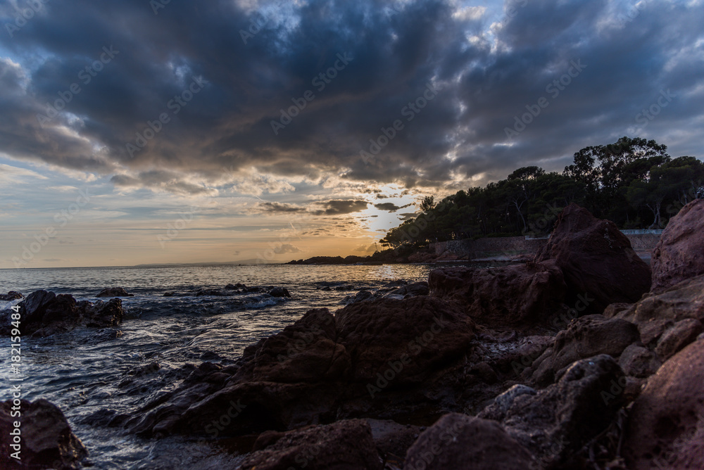 Cote d'azur , coucher de soleil 