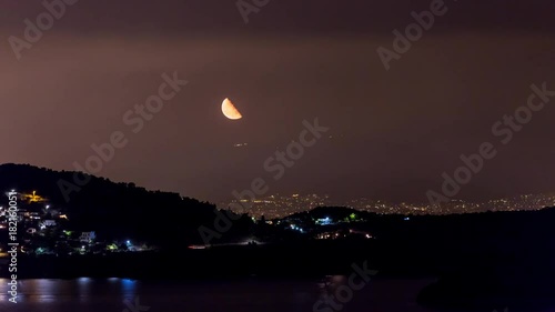 4K Timelapse at Salamina Island by night with the Moonrise photo