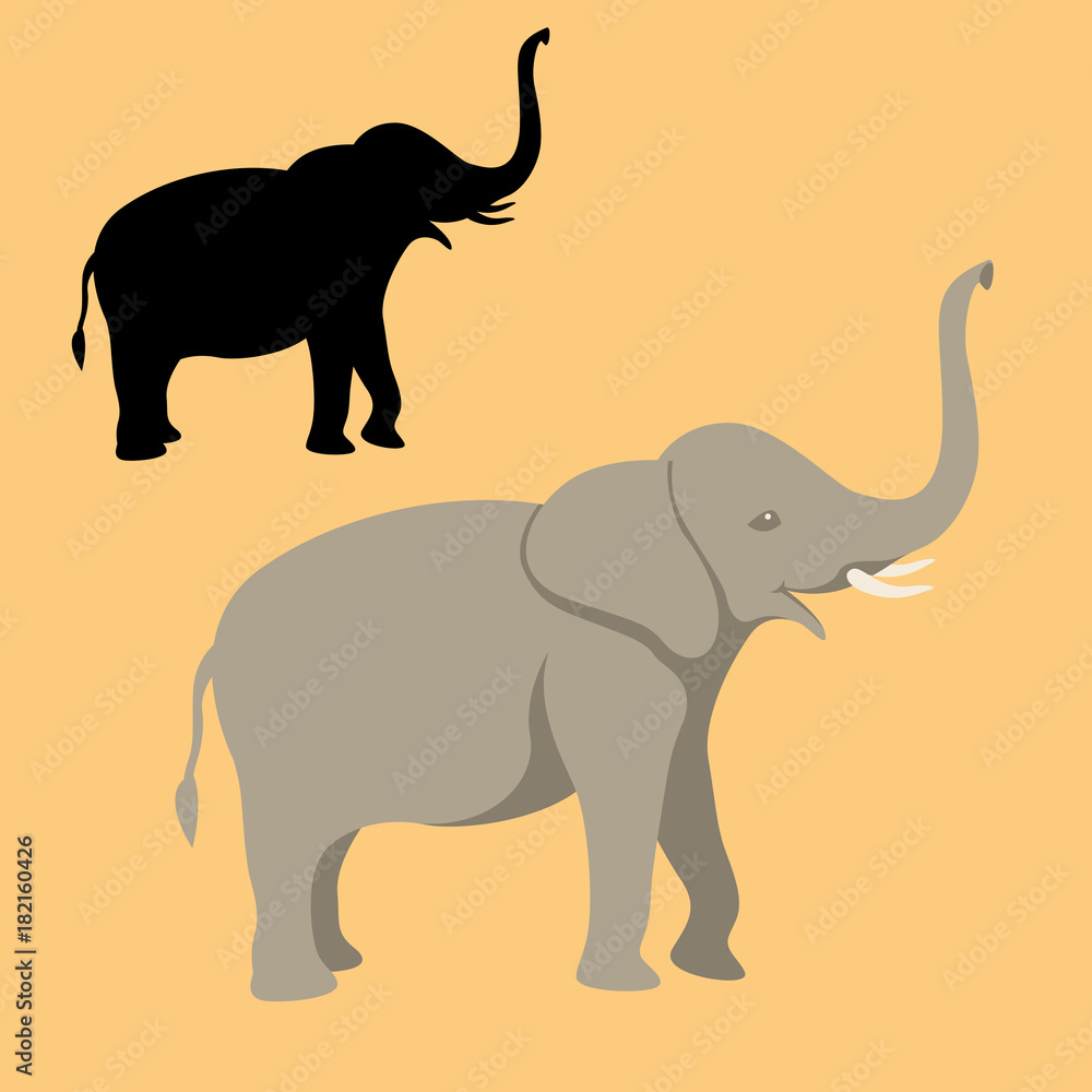 Naklejka premium elephant flat style vector illustration profile side