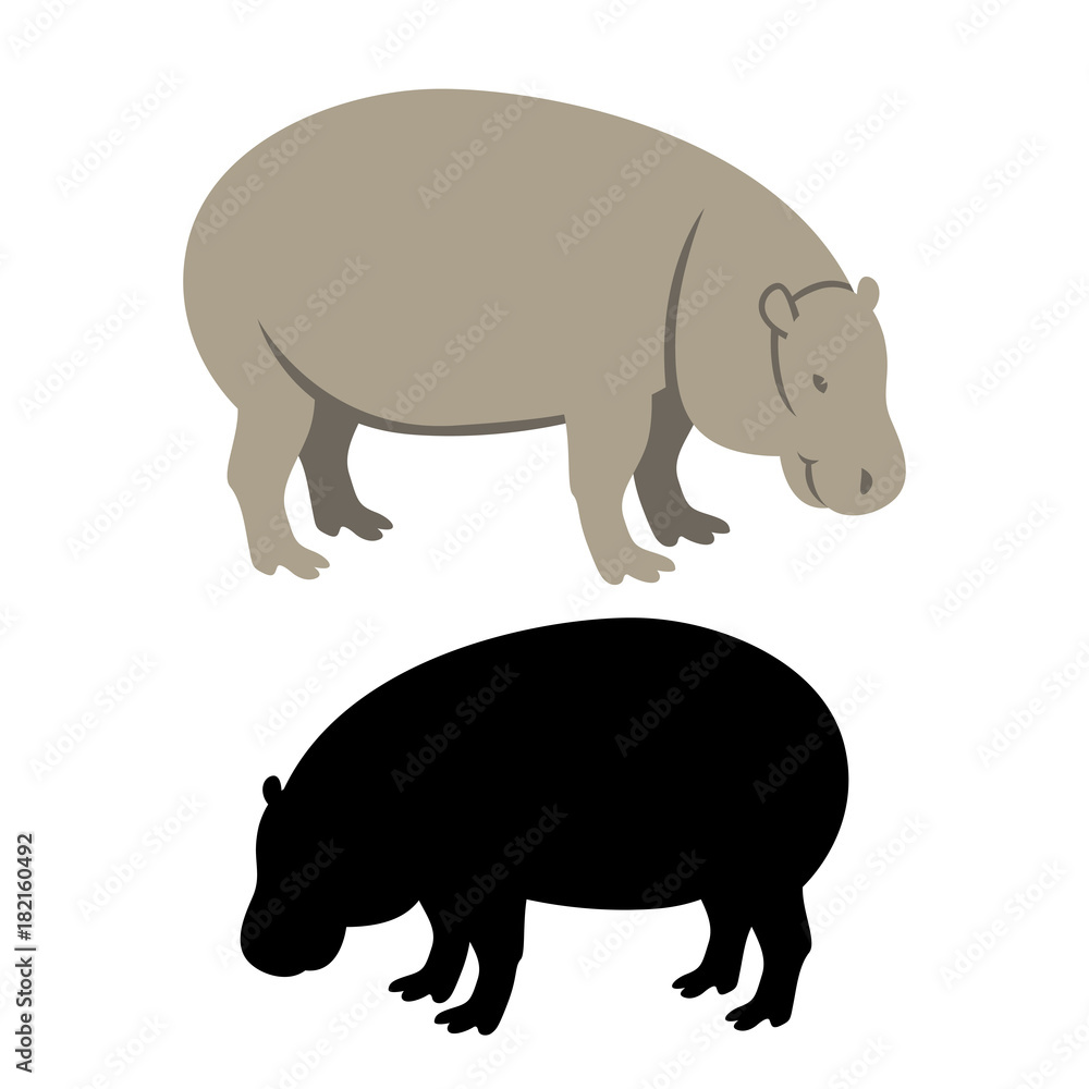 hippo flat style vector illustration black silhouette hippo flat style vector illustration black silhouette