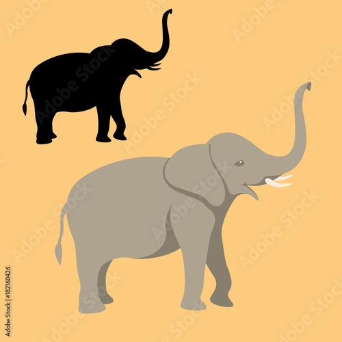 elephant flat style vector illustration profile side