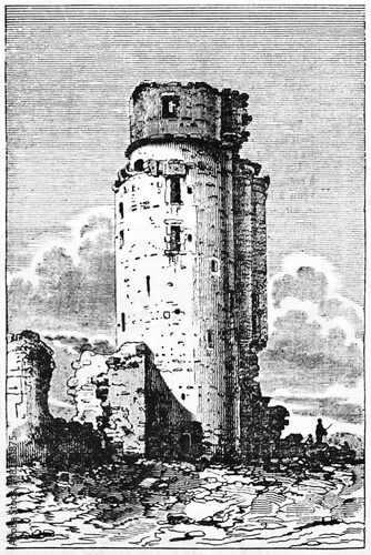 Old view of the keep in Montlhéry castle, France. By unidentified author, published on Magasin Pittoresque, Paris, 1834 © Mannaggia