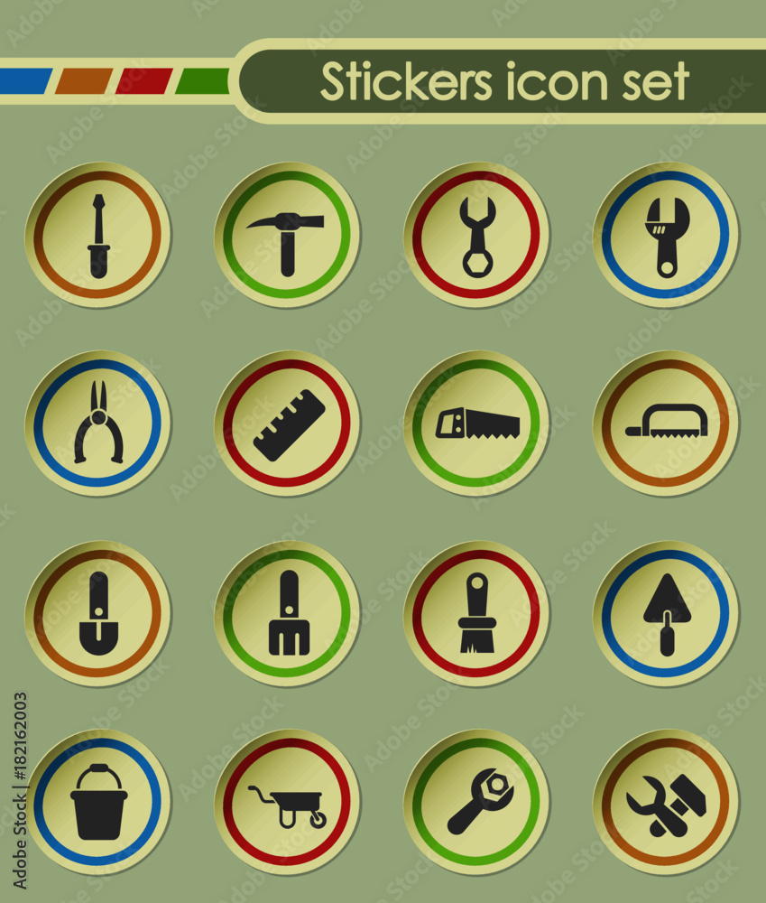 work tools round sticker icons for your creative ideas work tools round sticker icons for your creative ideas