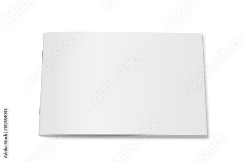 Vector white mock up of magazine isolated. Closed horizontal magazine, booklet, brochure, copybook or notebook template on white background. 3d illustration. © kvector