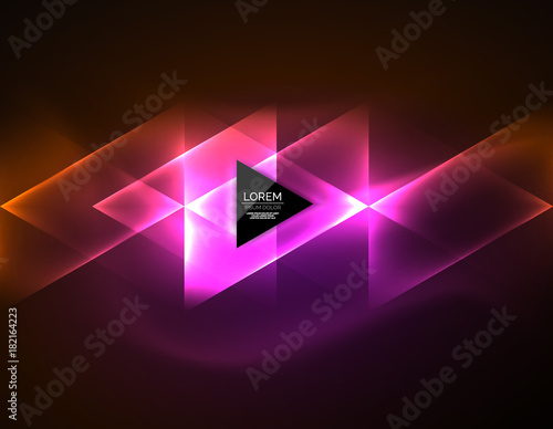 Color neon glowing triangles, abstract background © antishock