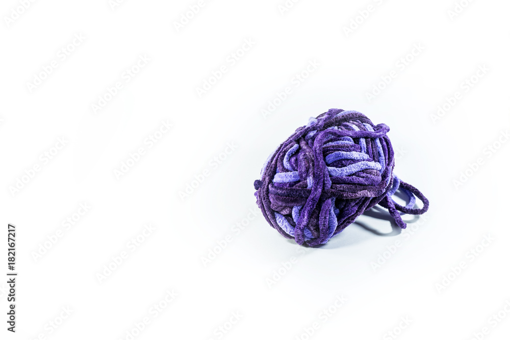 Purple yarns on isolated white